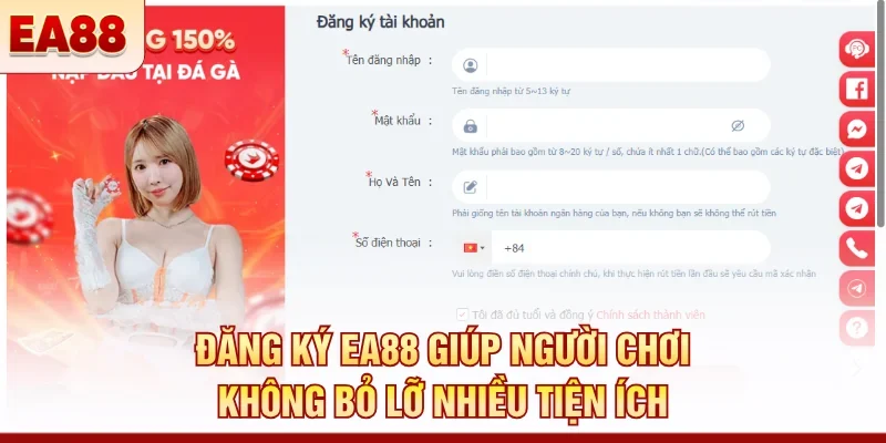 Đăng ký EA88 giúp người chơi không bỏ lỡ nhiều tiện ích 